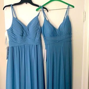 Azazie bridesmaid dresses. Size 4. Steel blue in color. Never worn or tailored